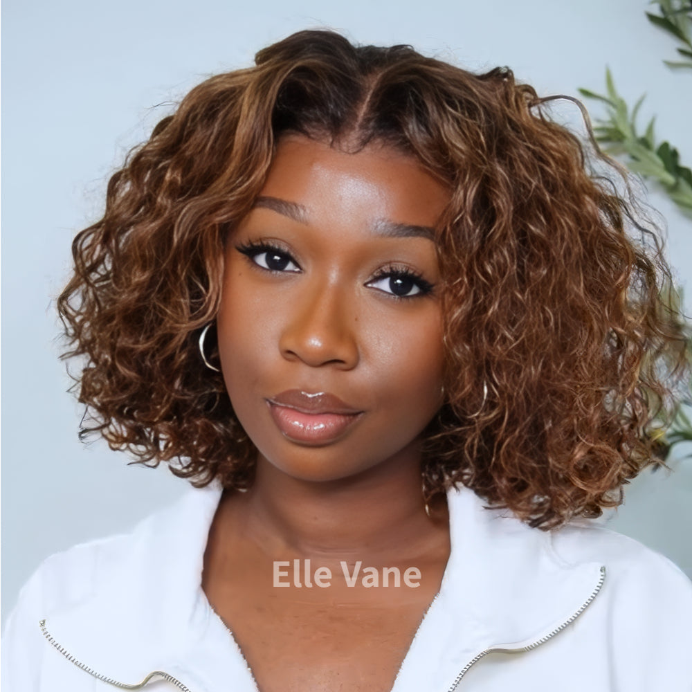 Elle Vane Brown Ombre & Blonde Highlight 5x5 Lace Curly Wig