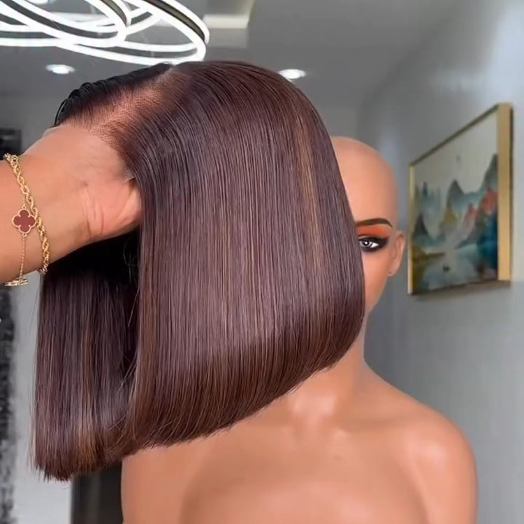 Elle Vane Glueless Ombre Blonde Highlight With Brown Side Part Bob Wig