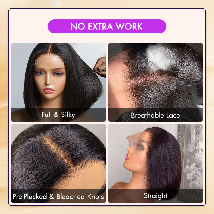 Elle Vane Put On & Go Glueless 5x5 Closure Lace Natural Black Bob WIg