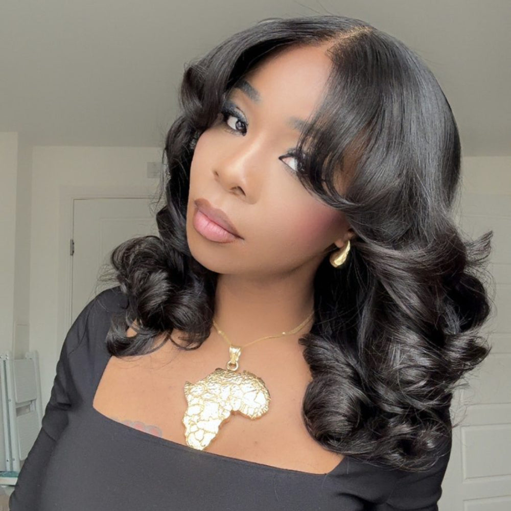 Elle Vane Glueless Luxurious Grace Curtain Bang Body Wave Lace Closure Wig