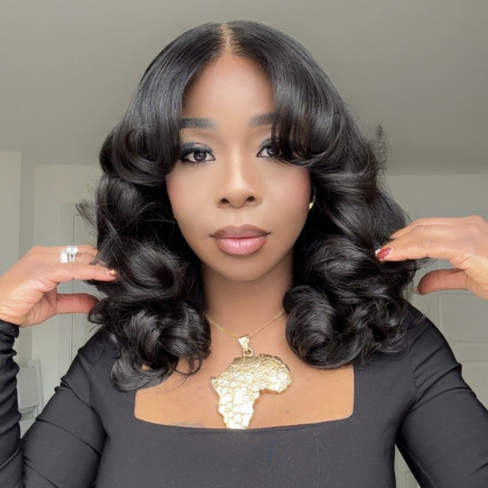 Elle Vane Glueless Luxurious Grace Curtain Bang Body Wave Lace Closure Wig