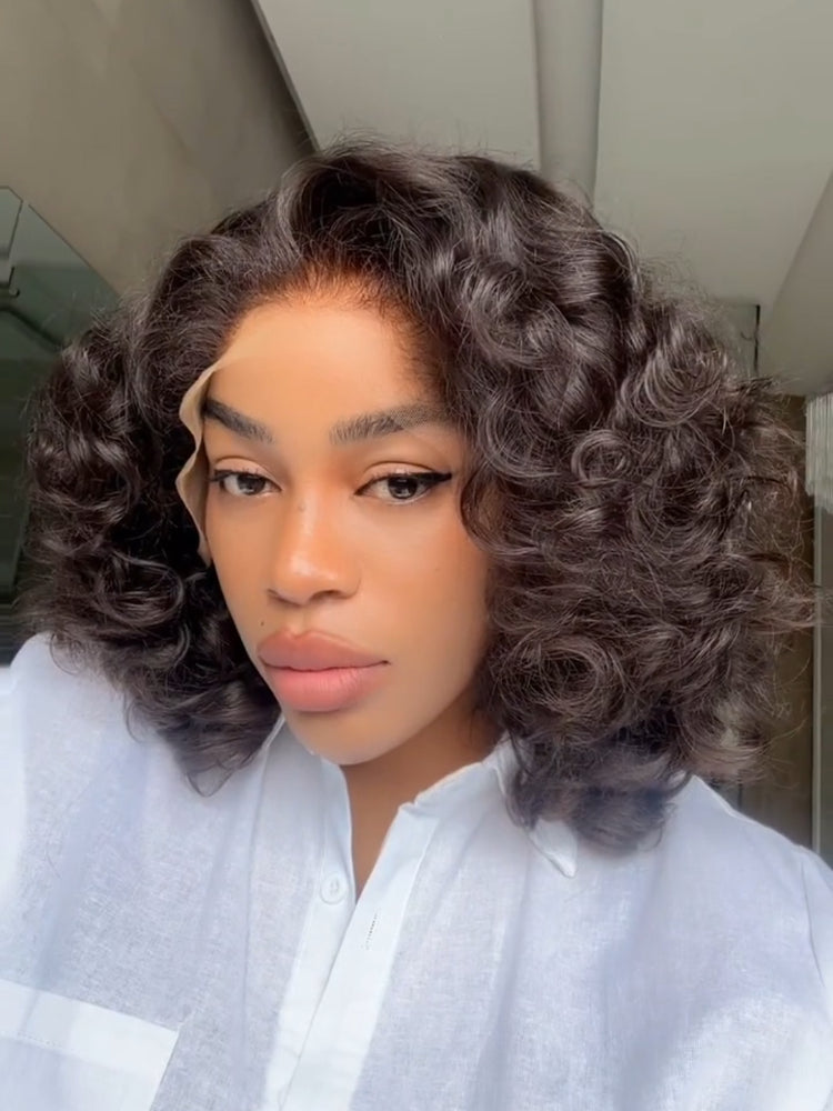 Elle Vane Natural Black 13x4 Lace Frontal Deep Wavy Curls Wig