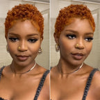 Full Lace Minimal Curly Afro Pixie Cut Wig With Drawstring