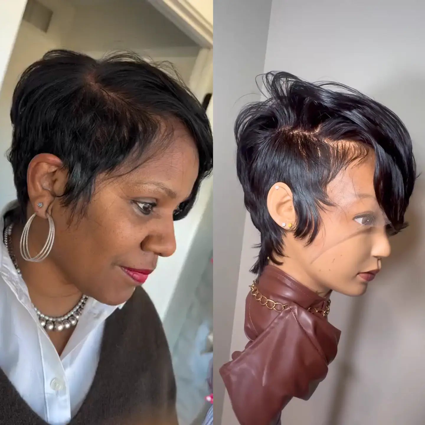 Elle  Vane Side Part Layered Pixie Cut Full Lace Wig