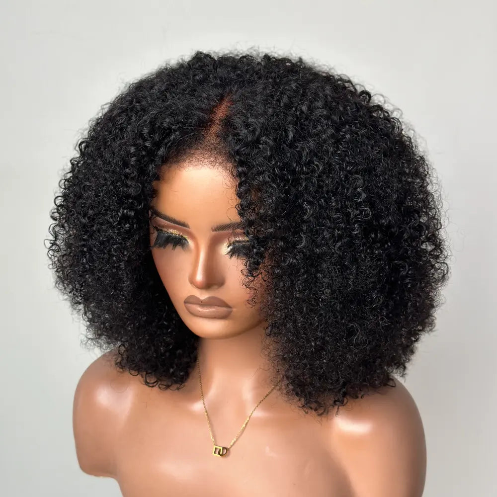 Glueless Curls HD Lace Closure With 4C Kinky Edges Pre-cut Wig