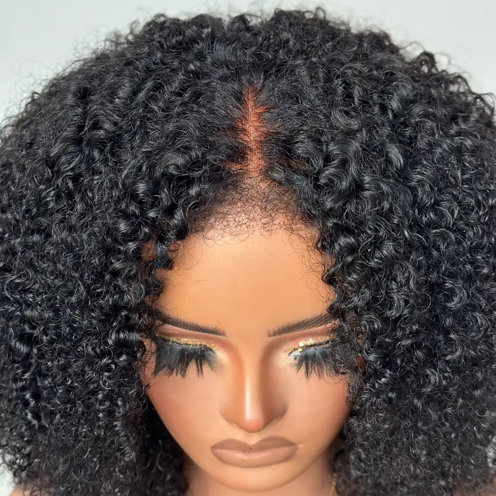 Glueless Curls HD Lace Closure With 4C Kinky Edges Pre-cut Wig
