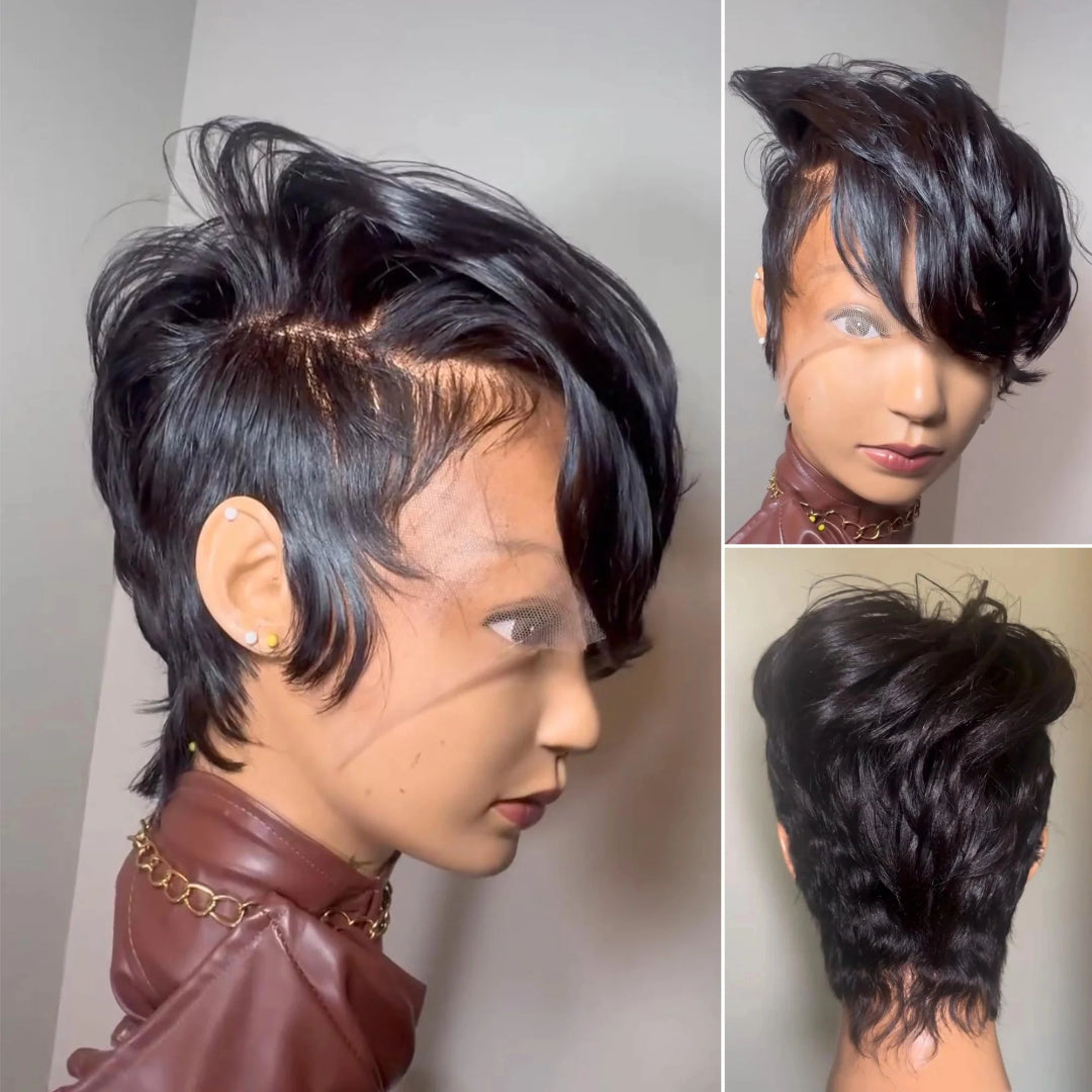 Elle  Vane Side Part Layered Pixie Cut Full Lace Wig
