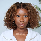 Elle Vane Brown Ombre & Blonde Highlight 5x5 Lace Curly Wig