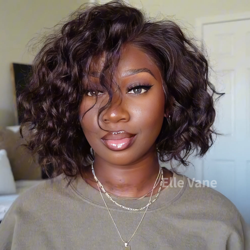 Elle Vane Red Brown 13x4 Lace Frontal Curly Bob Wig