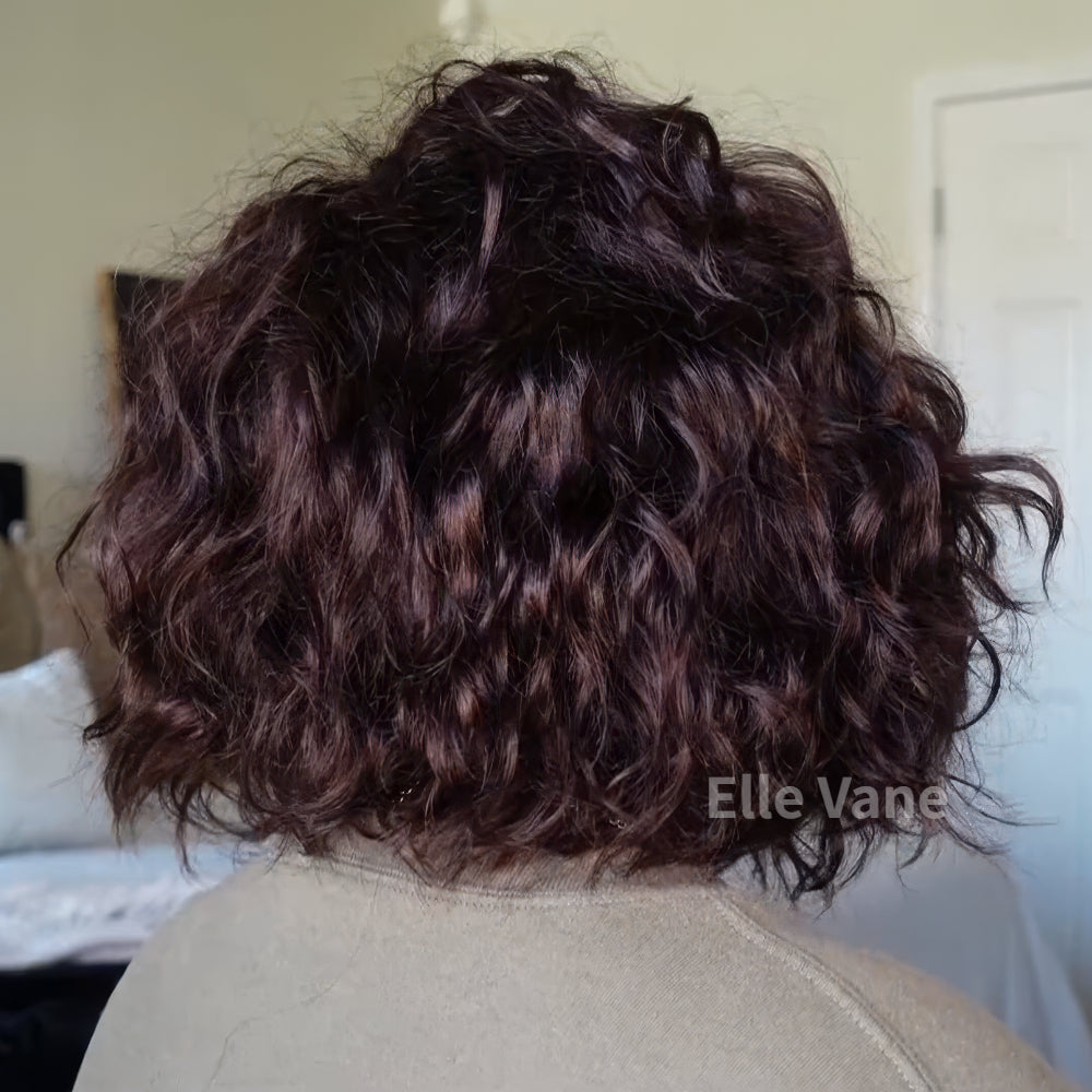 Elle Vane Red Brown 13x4 Lace Frontal Curly Bob Wig