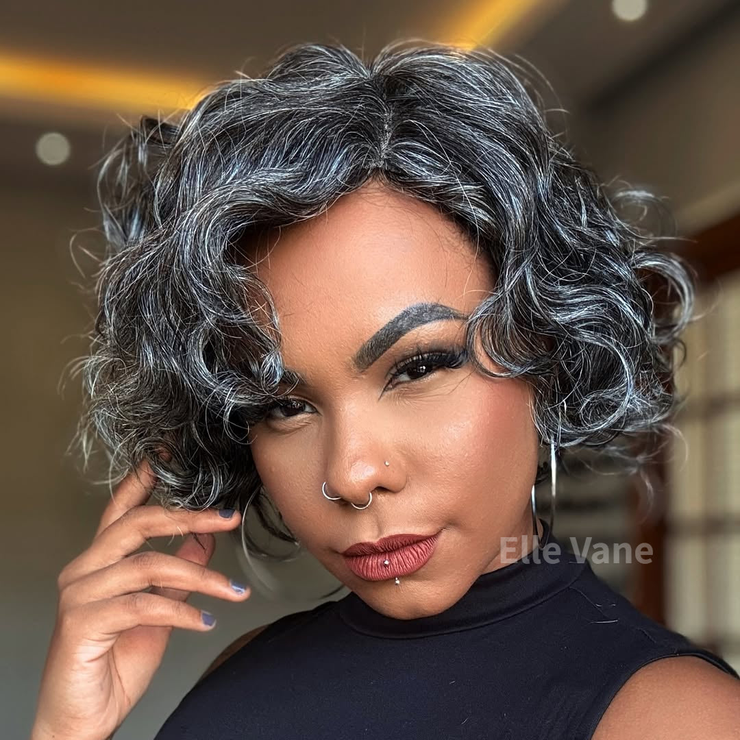 Elle Vane Put On & Go Salt And Pepper Curly Wig