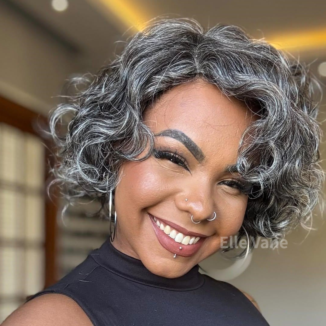 Elle Vane Put On & Go Salt And Pepper Curly Wig