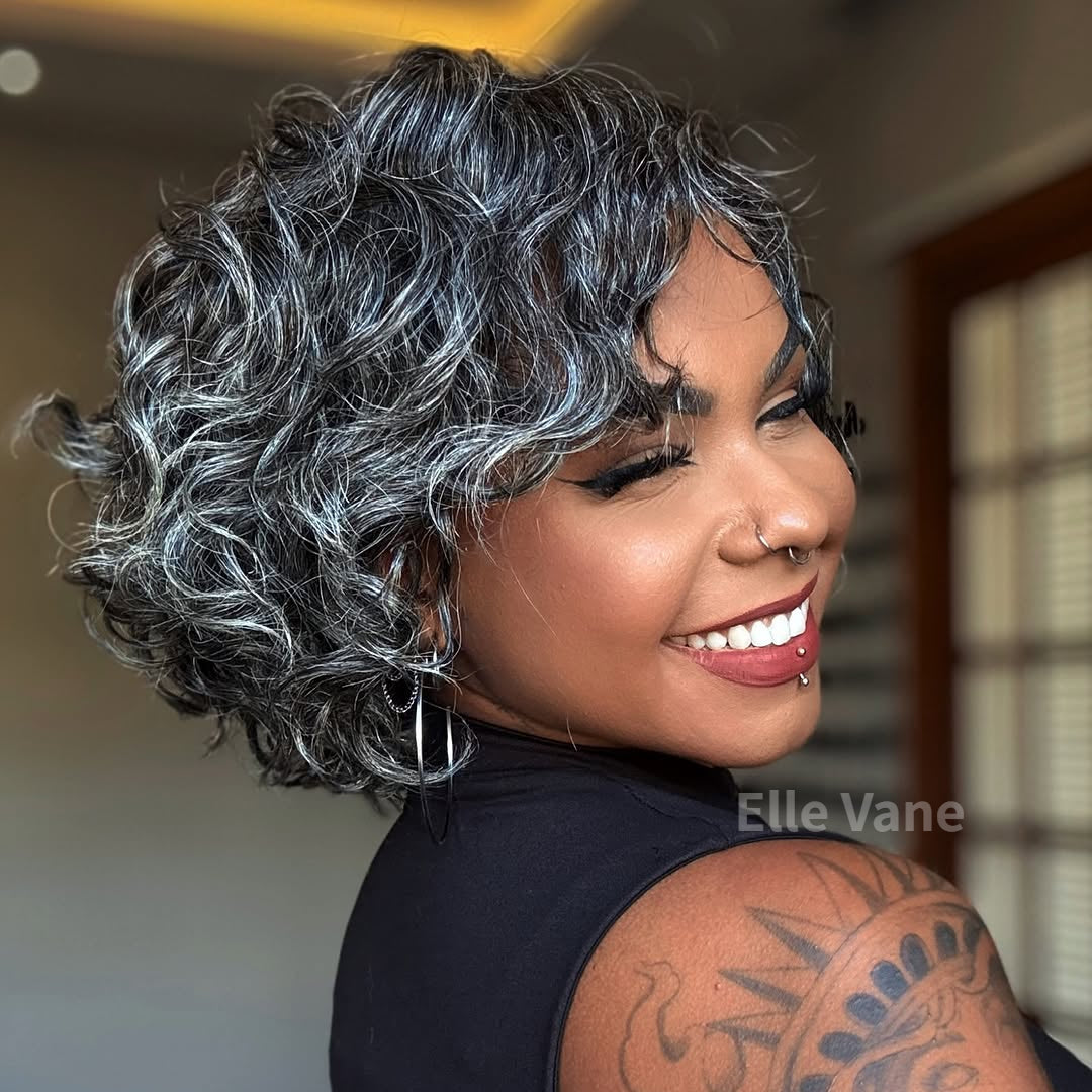 Elle Vane Put On & Go Salt And Pepper Curly Wig