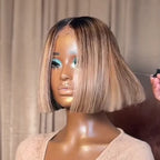 Elle Vane 613 Ombre Blonde Highlight with Brown Blunt Cut Bob Wig