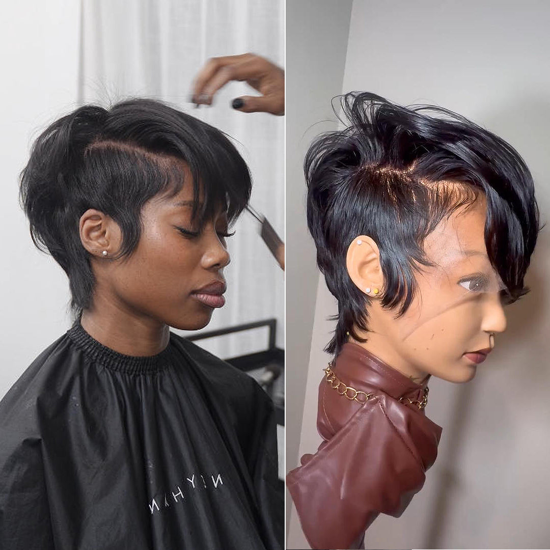 Elle  Vane Side Part Layered Pixie Cut Full Lace Wig
