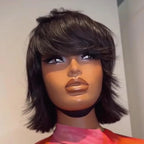 Short Layered Cut Hair With Fringe Bang Lace Wig