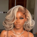 Elle Vane Ombre 613 Blonde Wave Bob With Dark Root Balayage 13x4 Lace Front Wig