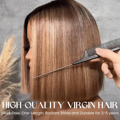 Elle Vane Ash Blonde Highlights Adjustable Cap Virgin Hair Bob HD Lace Wig