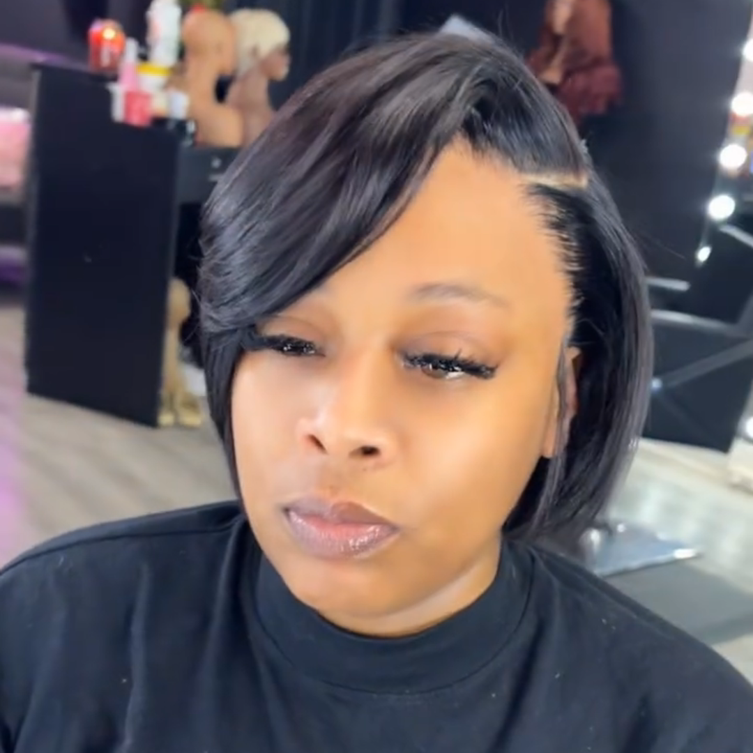 13x4 Lace Front  Wig With Side-Parted Bangs 180% Density Human Hair Wig