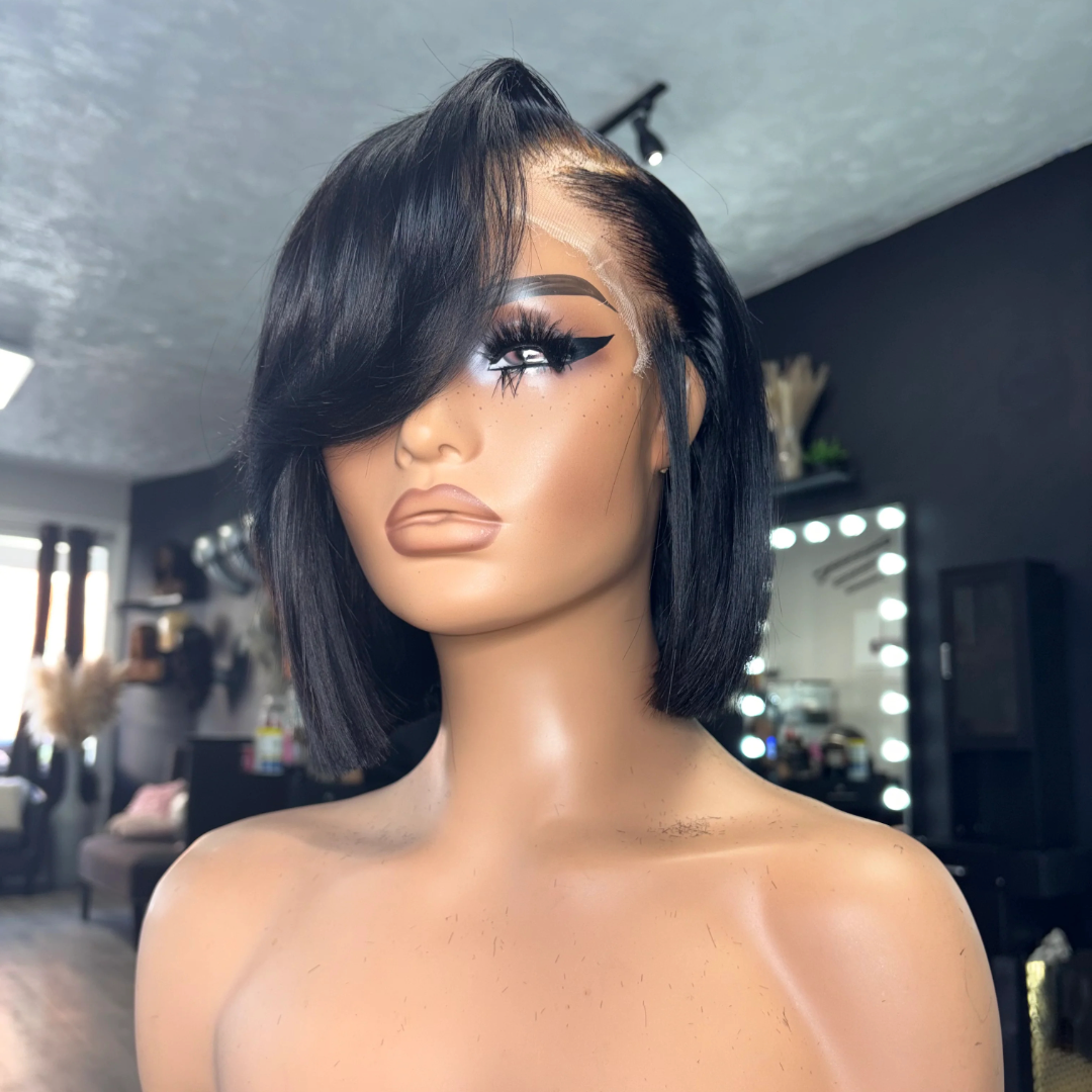 13x4 Lace Front  Wig With Side-Parted Bangs 180% Density Human Hair Wig