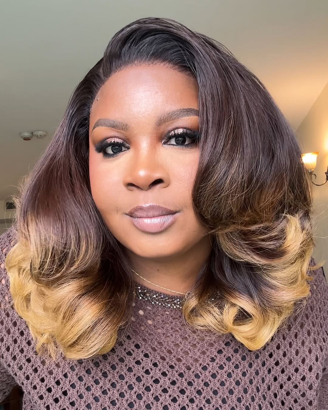 Elle Vane Ombre Brown & Blonde Bottom Layered 5x5 Lace Closure Wig