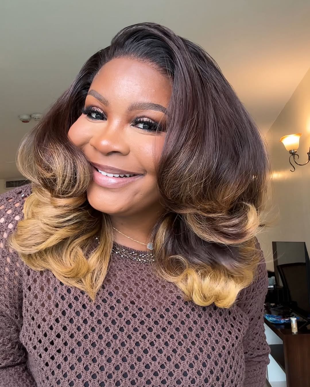 Elle Vane Ombre Brown & Blonde Bottom Layered 5x5 Lace Closure Wig