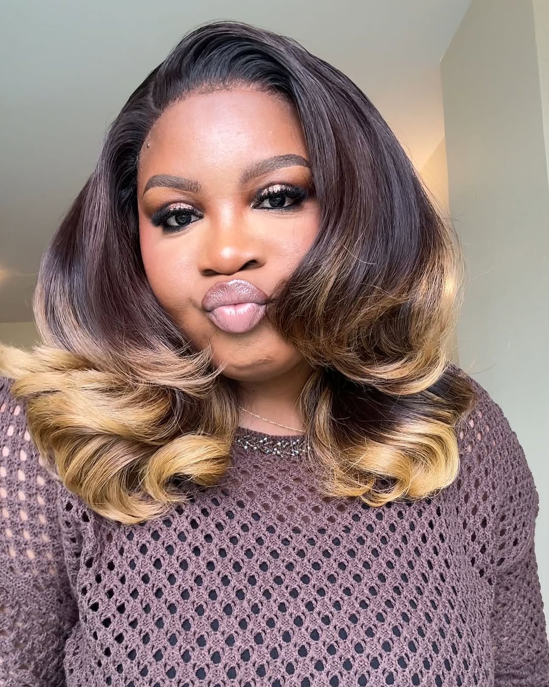Elle Vane Ombre Brown & Blonde Bottom Layered 5x5 Lace Closure Wig