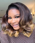 Elle Vane Ombre Brown & Blonde Bottom Layered 5x5 Lace Closure Wig