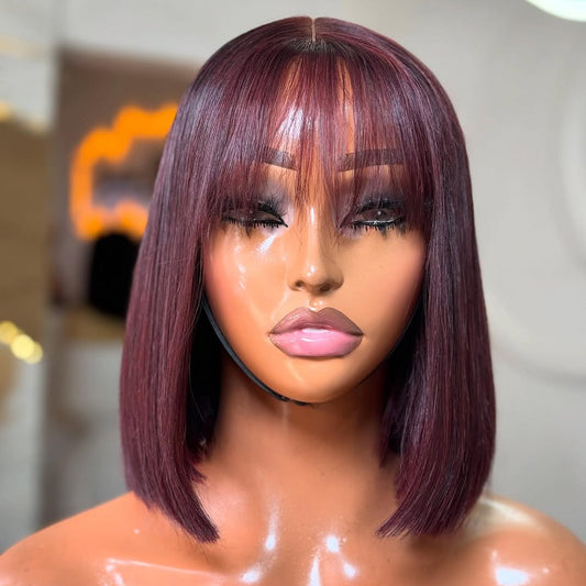 Elle Vane Put On & Go 99j Glueless Straight Bob Wig With Bangs