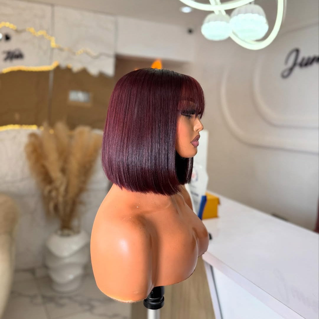 Elle Vane Put On & Go 99j Glueless Straight Bob Wig With Bangs
