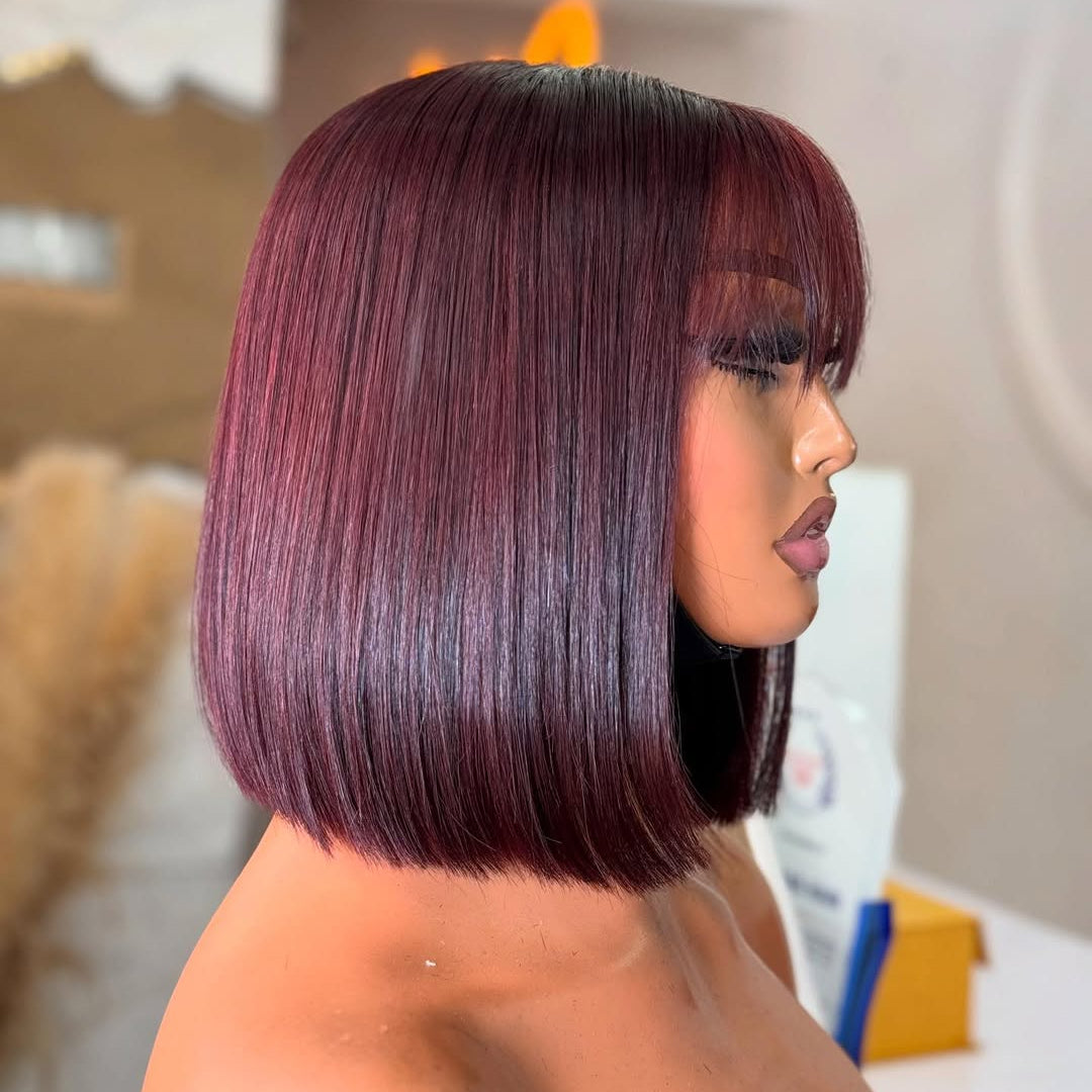 Elle Vane Put On & Go 99j Glueless Straight Bob Wig With Bangs