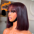 Elle Vane Put On & Go 99j Glueless Straight Bob Wig With Bangs