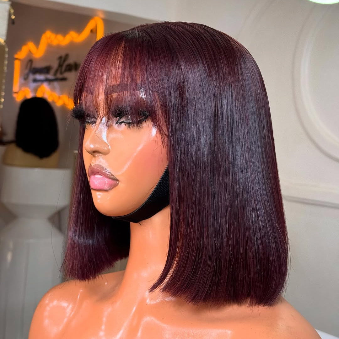Elle Vane Put On & Go 99j Glueless Straight Bob Wig With Bangs