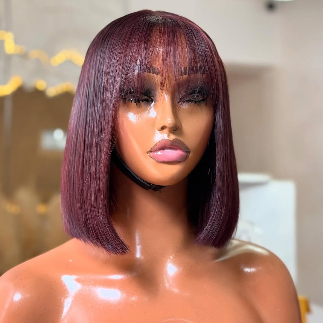 Elle Vane Put On & Go 99j Glueless Straight Bob Wig With Bangs