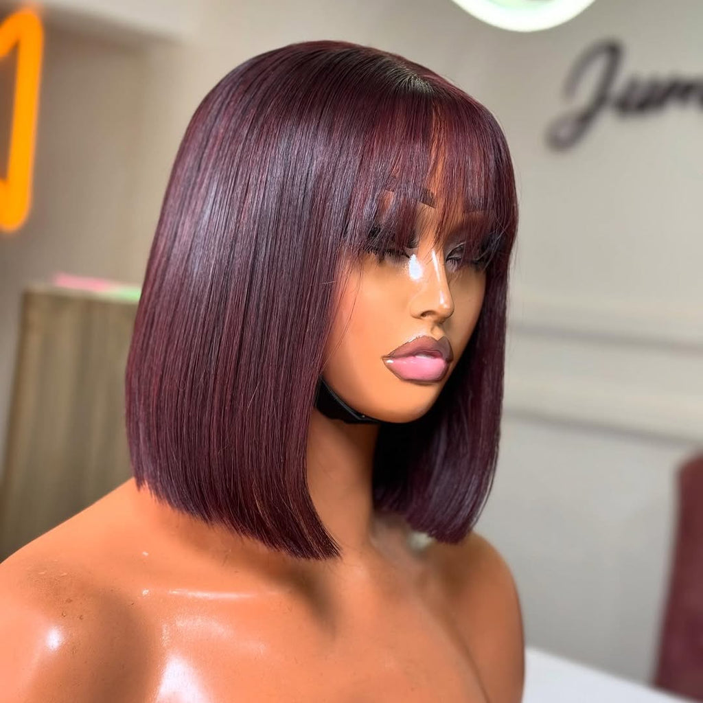 Elle Vane Put On & Go 99j Glueless Straight Bob Wig With Bangs
