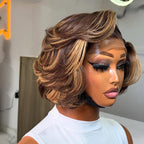 Elle Vane Glueless Blonde Highlights Layered Bob 5x5 Lace Closure Wig
