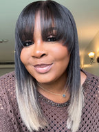 Elle Vane Glueless Gray Ombre Layered Cutting Bangs Wig