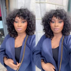 Elle Vane Put On & Go Glueless Voluminous Curly Lob Wig With Bangs