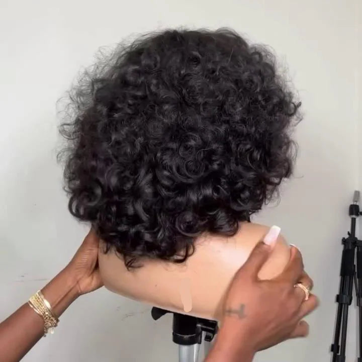 Elle Vane Put On & Go Glueless Voluminous Curly Lob Wig With Bangs