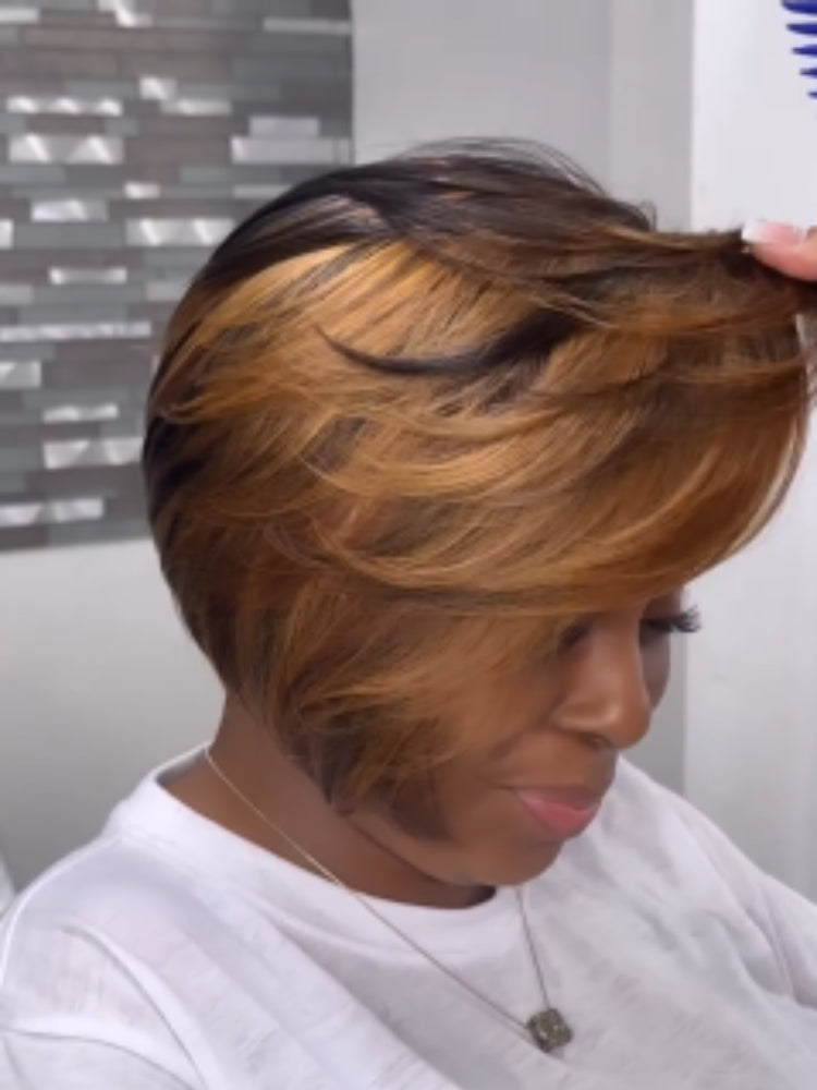 Elle Vane Ombre Blonde Highlight Side-Parted 13x4 Lace Bob Wig