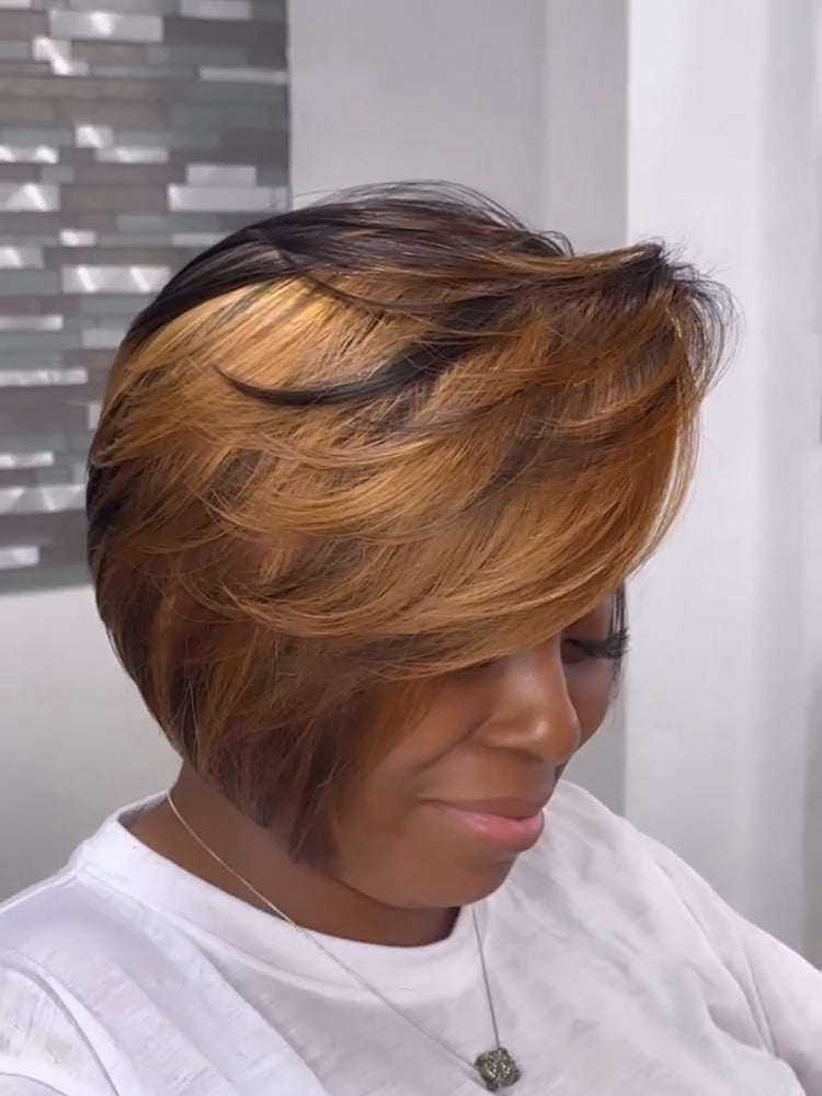 Elle Vane Ombre Blonde Highlight Side-Parted 13x4 Lace Bob Wig