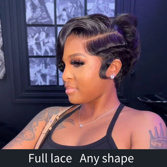 Elle Vane Natural Realistic Full Lace Side Parted Pixie Wig