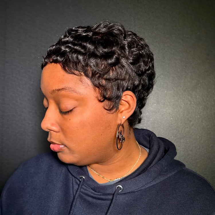 Elle Vane Glueless Full Lace Wave Short Pixie Cut Wig