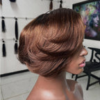 Elle Vane Glueless Short Straight Bob With Side Bangs 5x5 Lace Closure Wig