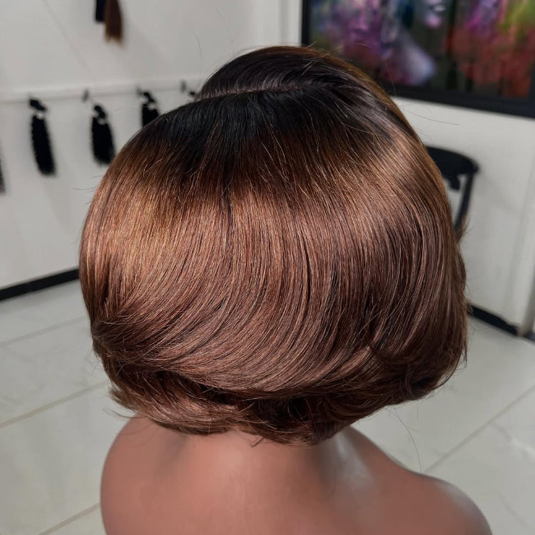 Elle Vane Glueless Short Straight Bob With Side Bangs 5x5 Lace Closure Wig