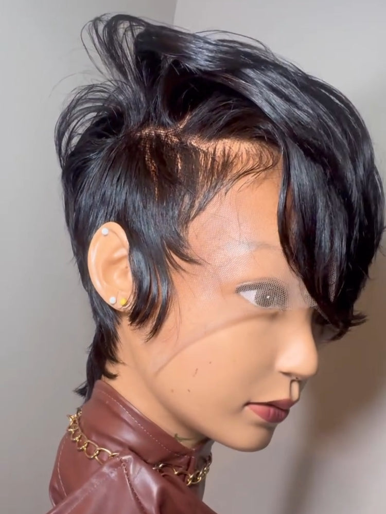 Elle  Vane Side Part Layered Pixie Cut Full Lace Wig