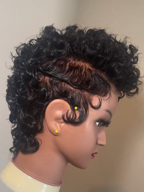 Elle Vane Wet Wave Curls Full Lace Short Pixie Cut Wig