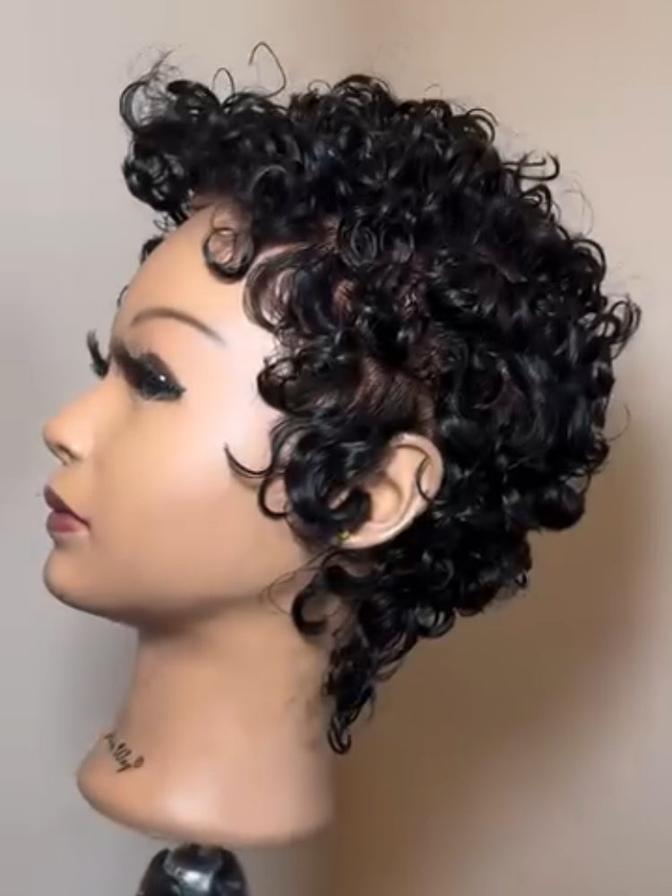 Elle Vane Wet Wave Curls Full Lace Short Pixie Cut Wig