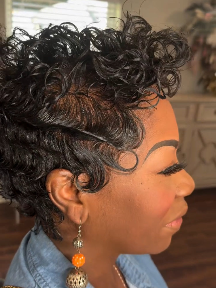Elle Vane Wet Wave Curls Full Lace Short Pixie Cut Wig