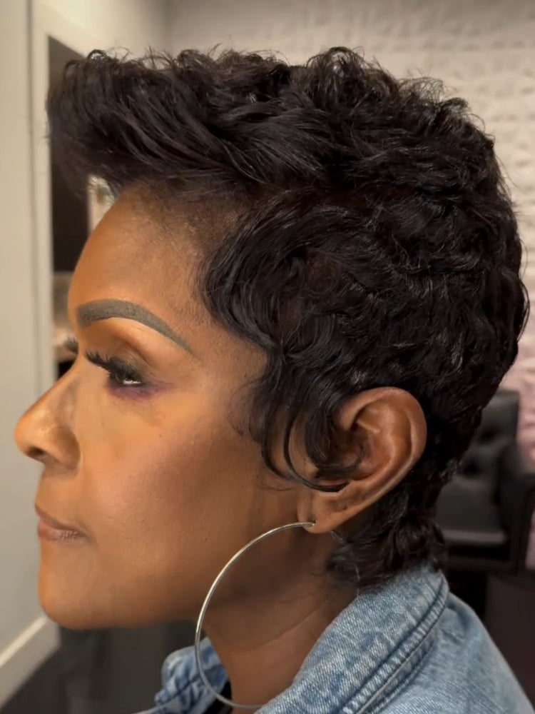 Elle Vane Full Lace Front Curly Short Pixie Human Hair Wig